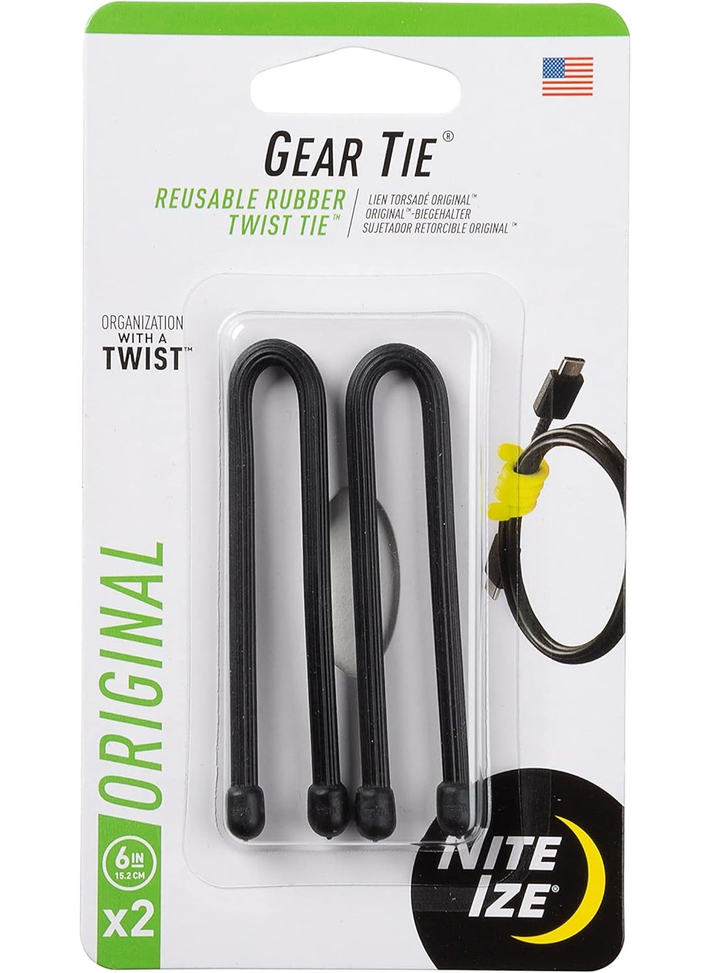 NiteIze Nite IZE Original Gear Tie 2 Pack Made in The USA  - Image 1