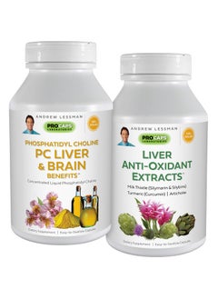 Andrew Lessman ANDREW LESSMAN PC Liver & Brain Benefits + Liver Anti-Oxidant Extracts Kit: 90 Capsules(60sg+30cp) - Phosphatidyl Choline, Milk Thistle, Artichoke, Curcumin. Supports Healthy Liver & Brain Function  - Image 1