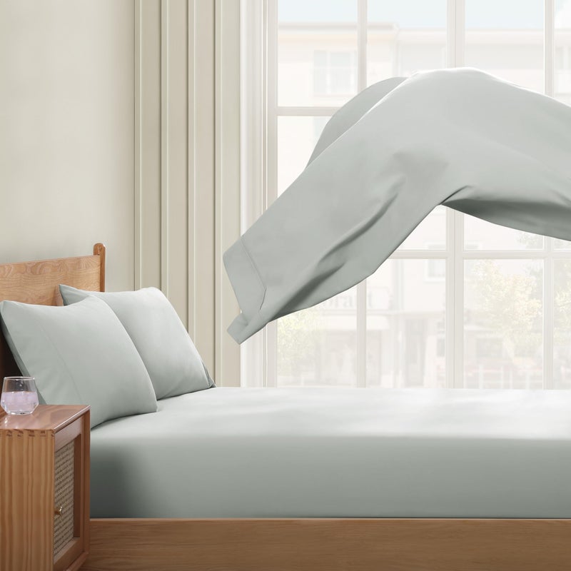 UGG Hedi Full Sheet Set 4-Piece Luxury Cooling Sheets Deep Pockets Premium Bedding with 2 Pillow Shams Hypoallergenic Machine Washable Soft Lightweight Bed Set for Bedroom, Full, Mineral Green - Image 2