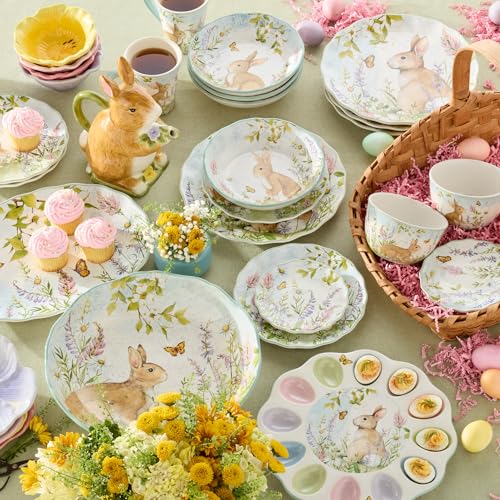 Certified International Easter Meadow Set of 4 Ceramic Dessert plates Elevate family gatherings with this et of 4 Dessert plates Crafted with durable materials for both festive and everyday use - Image 3