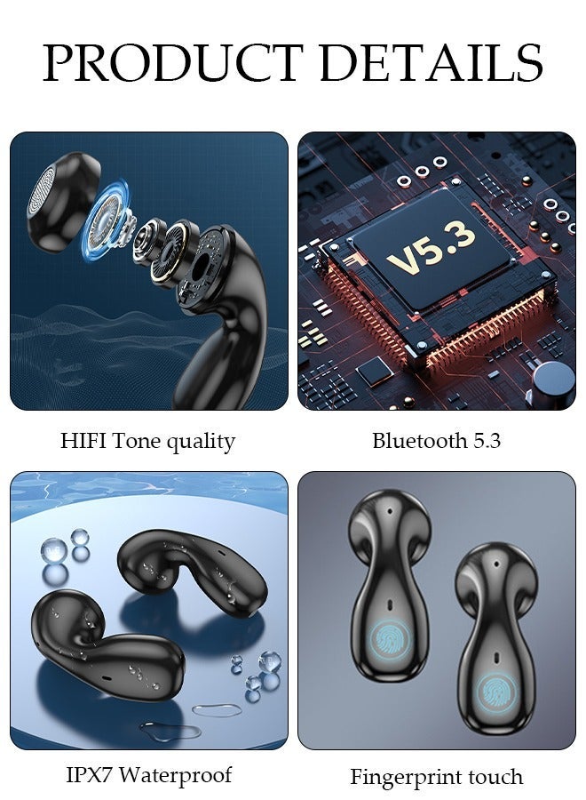 DUNISO Wireless Headphones Bluetooth 5.3 In-ear Earphones with Mic Wireless Charging Case Fingerprint Touch IPX7 Waterproof Headphone for Running Sport Gym - Image 4