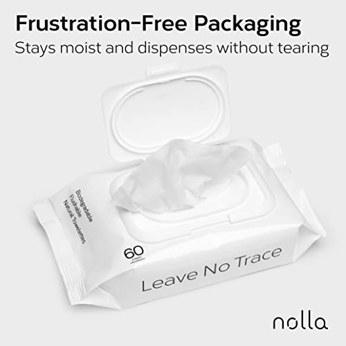 Nolla Flushable Wipes, 100% Plant-Based, Plastic-Free and Biodegradable - For Adults and Kids - Unscented + Soothing Aloe and Vitamin E 360 Count (6 Packs of 60) - Image 5
