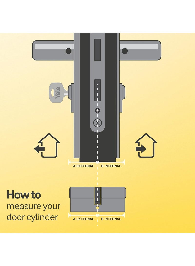 Yale 1000 Series Double Euro Cylinder 80mm Satin Nickel  6 Pin Dimple Key, 10-1002-4040-00-22-11 - Image 3