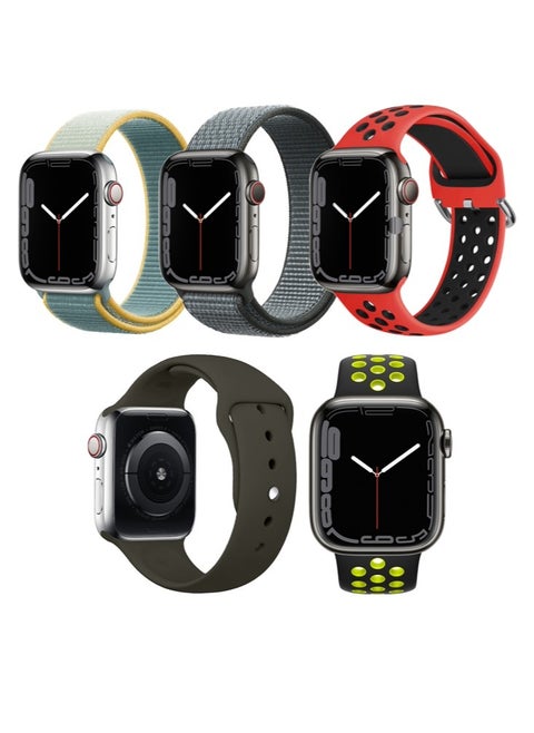5pcs Watch Bands Replacement for Apple Watch Strap Compatible with Apple Watch 42/41/40/38mm Series 10/9/8/7/6/5/4/SE