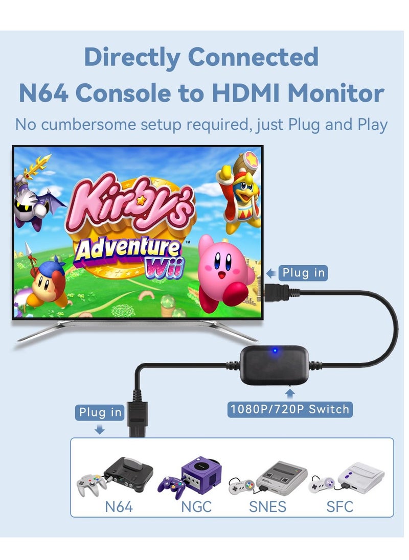 Generic - HDMI Adapter for N64 Gamecube SNES SFC 1080P 720P Picture Quality Enhancer Plug and Play Cable - Image 1