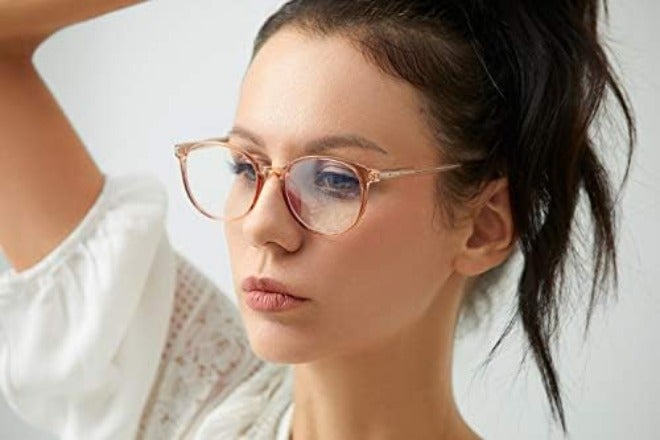 FONHCOO Stylish Blue Light Glasses Women Men Eyeglasses, TR90 Fashion Round Transparent Eye Glasses (Matt Coffee) - Image 4