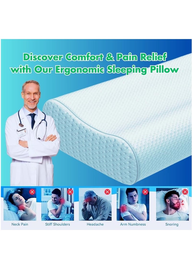 وسادة سرير من الميمورى فوم، بتصميم مريح لدعم الرقبة بتكنولوجيا الارتداد ، وسادة طبية مناسبة للنوم على الجانب أو الظهر، تخفف آلام الرقبة والكتفين - Image 2