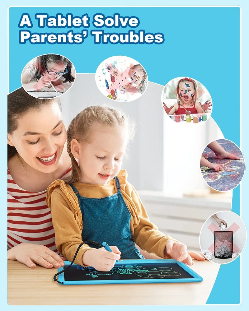 proffisy LCD Writing Tablet, 12Inch Erasable Writing Pad, Paperless Digital Tablet E-Writer Pad for Kids Children at Home and School(Multicolor-Blue) - Image 5