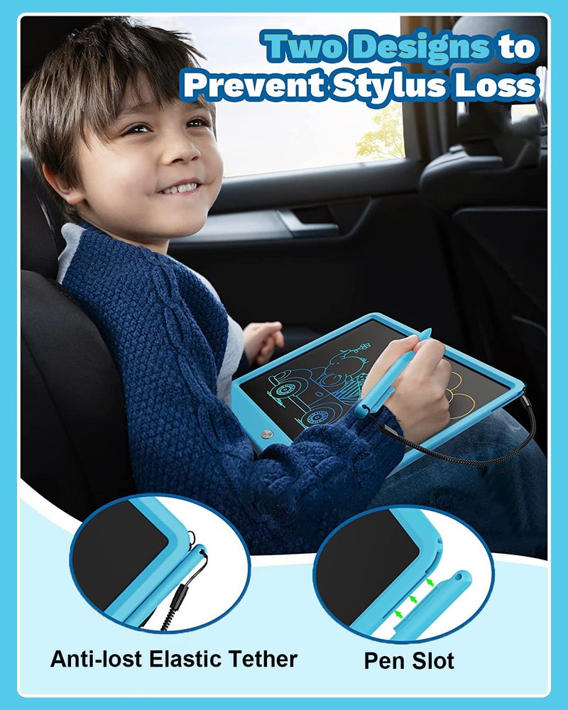 proffisy LCD Writing Tablet, 12Inch Erasable Writing Pad, Paperless Digital Tablet E-Writer Pad for Kids Children at Home and School(Multicolor-Blue) - Image 4