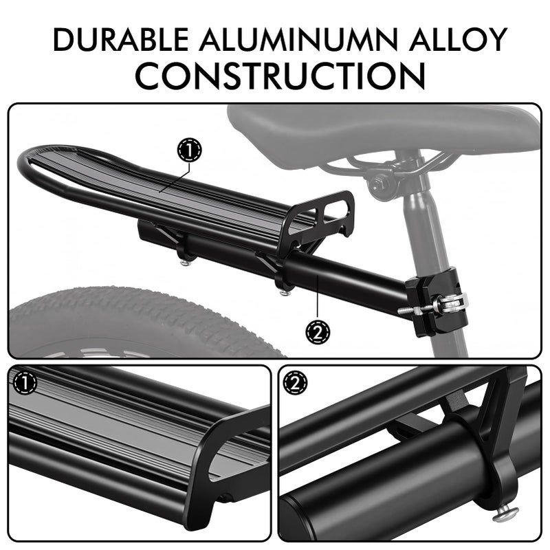 COTOUXKER Bike Rear Rack, Adjustable Bike Cargo Rack with Quick Release Clamp Includes Tie Straps - Image 5