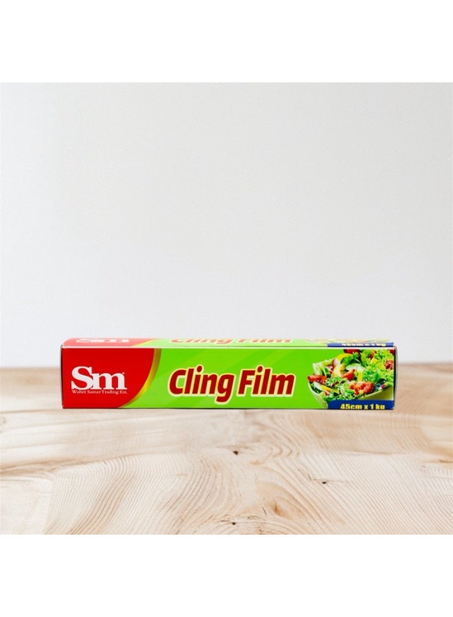 SM Cling Film for Vegetables and Food Wrapping, Multipurpose, Tear-Resistant & Stretchable, Food-Grade, Easy-Dispense 100 Meter Roll - Image 1