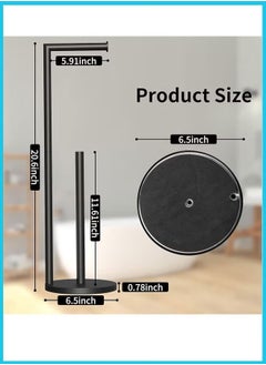 Generic Free Standing Toilet Paper Holder Stand: Toilet Tissue Roll Holder, Stainless Steel Toilet Paper Stand,Rustproof Toilet Paper Storage -Floor Standing Toilet Roll Dispenser Storage(Black)  - Image 2