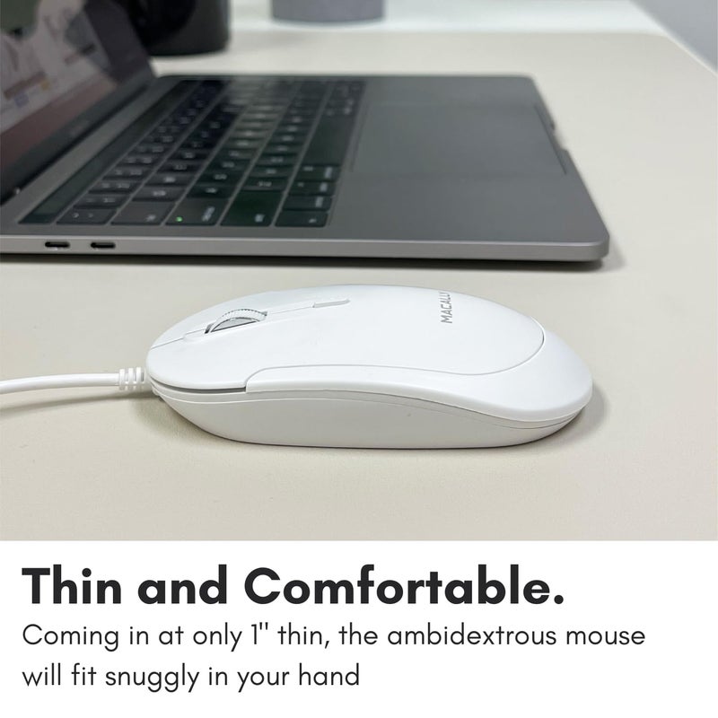 Macally Wired USB C Mouse for Mac and PC - Slim, Quiet, and Reliable - Type C Mouse for MacBook Pro/Air, iMac, Apple iPad, Laptop, Computer Desktop with 3 Button, Scroll Wheel, USBC, and 4 DPI Mode - Image 3
