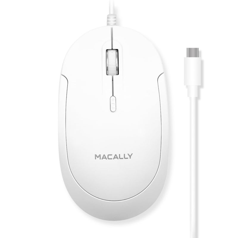 Macally Wired USB C Mouse for Mac and PC - Slim, Quiet, and Reliable - Type C Mouse for MacBook Pro/Air, iMac, Apple iPad, Laptop, Computer Desktop with 3 Button, Scroll Wheel, USBC, and 4 DPI Mode - Image 1