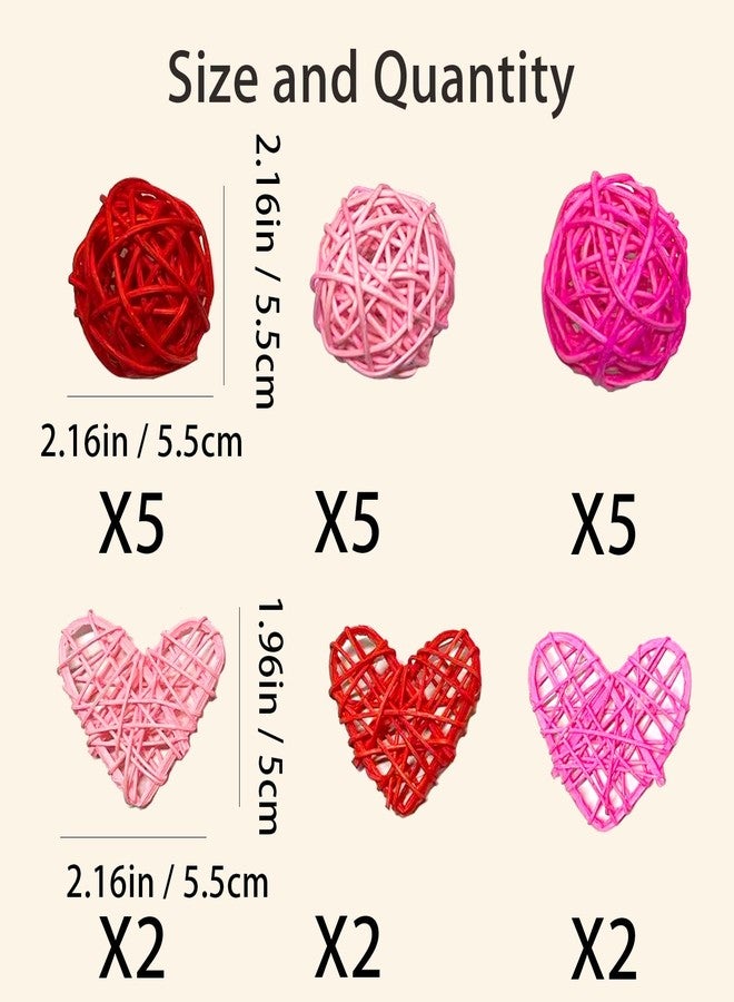 Mauts-inus Valentines Day Decoration Pink Love Vine Balls and Hearts Suitable for Vase, Table Decoration, Filling, Home Decoration - Image 4