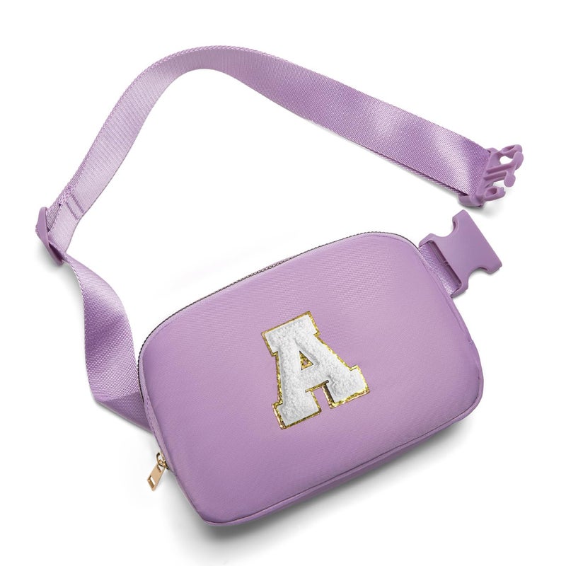 Gitus Birthday Gifts for 8 9 10 11 12 13 Year Old Girls Personalized Fanny Pack Crossbody Bags with Initial Letter Patch Belt Bag for Teen Girls Cute Trendy Stuff Travel Essentials (Lavender-A) - Image 1