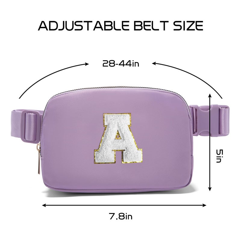 Gitus Birthday Gifts for 8 9 10 11 12 13 Year Old Girls Personalized Fanny Pack Crossbody Bags with Initial Letter Patch Belt Bag for Teen Girls Cute Trendy Stuff Travel Essentials (Lavender-A) - Image 2