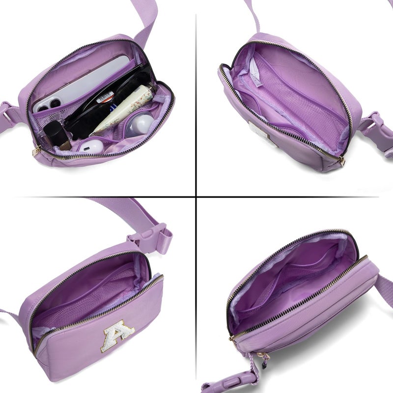 Gitus Birthday Gifts for 8 9 10 11 12 13 Year Old Girls Personalized Fanny Pack Crossbody Bags with Initial Letter Patch Belt Bag for Teen Girls Cute Trendy Stuff Travel Essentials (Lavender-A) - Image 4
