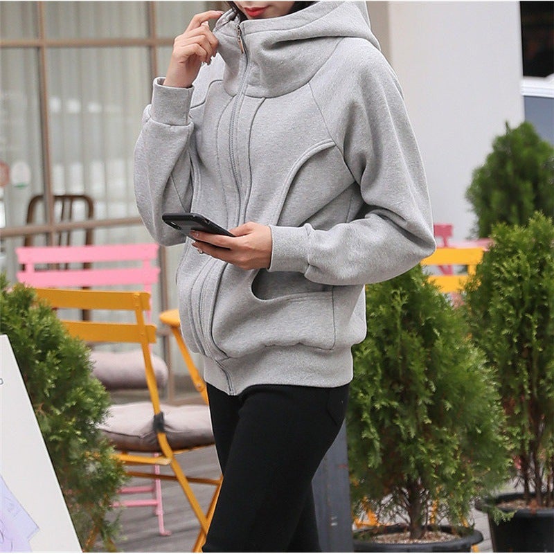 Turtleneck Hooded Fleece-Lined Thickened Warm Sports Sweater 2023 Three-Dimensional Waist-Tight Artistic Coat Top For Students - Image 3