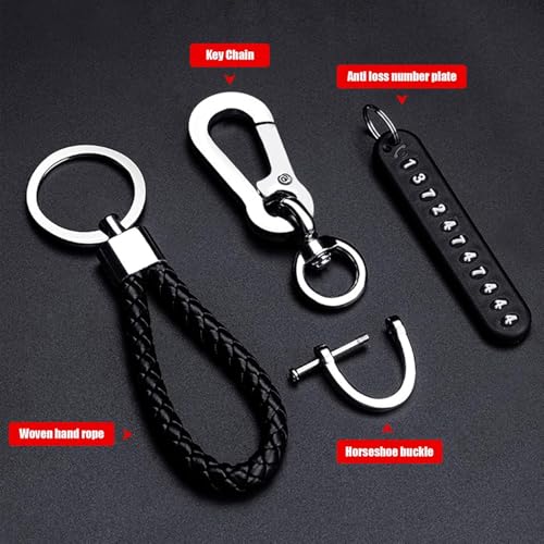 HSR Car and Motorbike Accessories Car Keychain, Anti-lost Phone Number Card Braided Rope Organizer with Horseshoe Buckle, Universal for For Car, Bike, Office, Home - Image 2