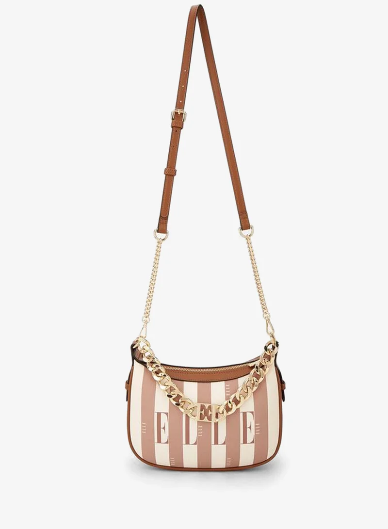 ايل Safiano Striped Crossbody Bag With Chain Accent