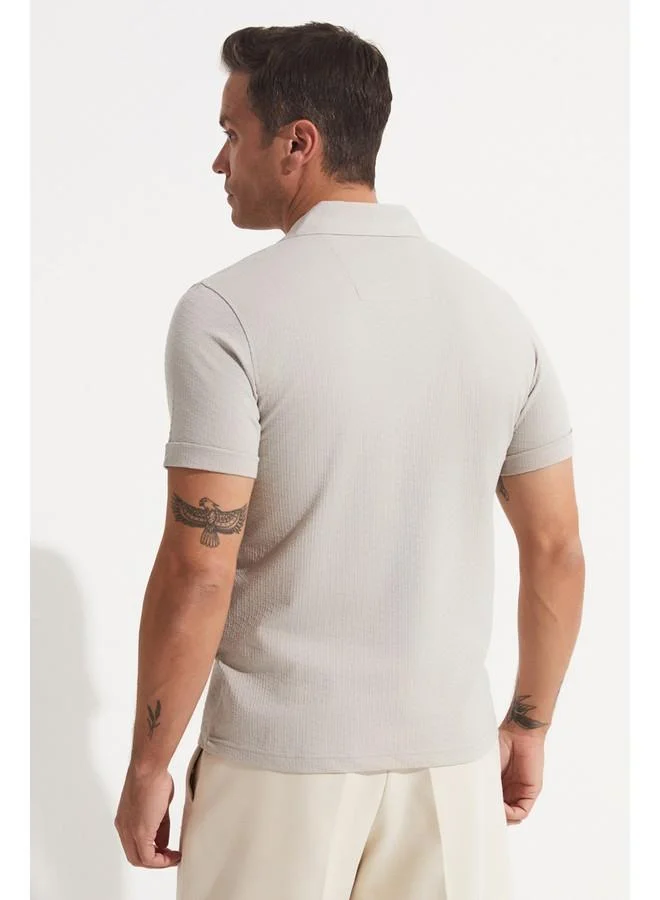 JUNE June Men's Textured Zipper Collar Tshirt