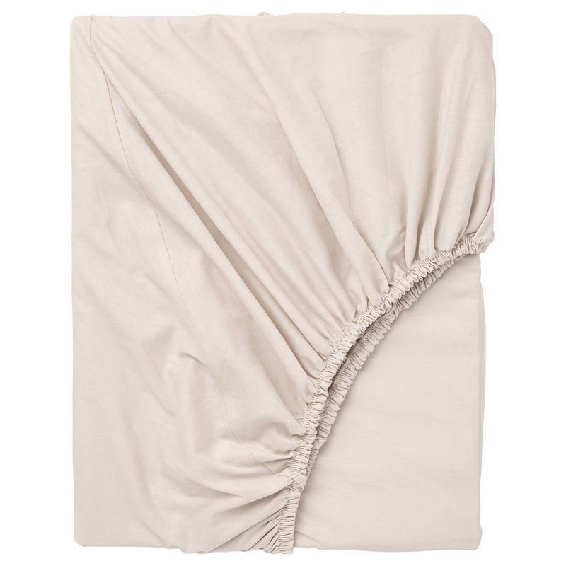 Baitique Fitted Sheet, 100% Cotton, Beige, 80x200 cm - Image 1