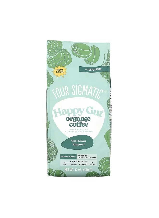 Four Sigmatic - Happy Gut Organic Coffee with Probiotics and Turkey Tail Mushrooms Ground Medium Roast 12 oz 340 g - Image 1