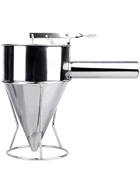 GOPSAM GOPSAM Pancake Batter Dispenser Stainless Steel with Stand Rack Silicone Mouths I Funnel Cake Batter Dispenser Large Hole I Octopus Ball Funnel I Maker for Cupcakes Waffles Chocolate Balls  - Image 2