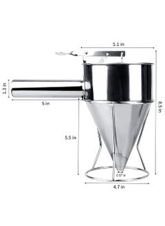 GOPSAM GOPSAM Pancake Batter Dispenser Stainless Steel with Stand Rack Silicone Mouths I Funnel Cake Batter Dispenser Large Hole I Octopus Ball Funnel I Maker for Cupcakes Waffles Chocolate Balls  - Image 3