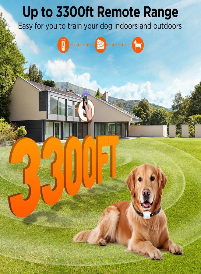 CIUZL Dog Shock Collar, 3300ft Dog Training Collar with Remote, IPX7 Waterproof Rechargeable Shock Collar Dogs with Beep, Vibration, Safety Shock, Light Mode - Image 3