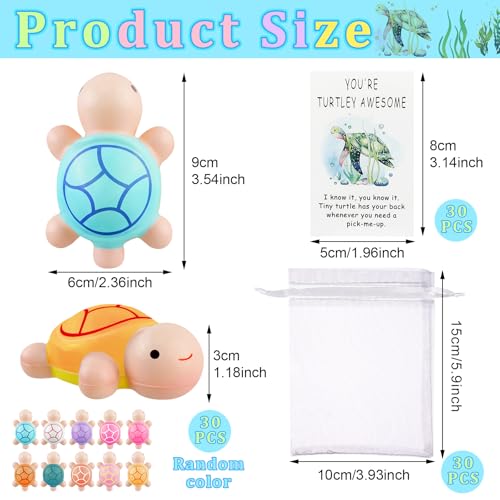 Ioffersuper 30 Sets Turtle Squeeze Toy Sensory Turtle Stress Ball Including Cute Mini Turtles Motivational Cards Organza Bags Positive Appreciation Gifts for Teacher Funny Graduation End of Year Gifts for Student - Image 5