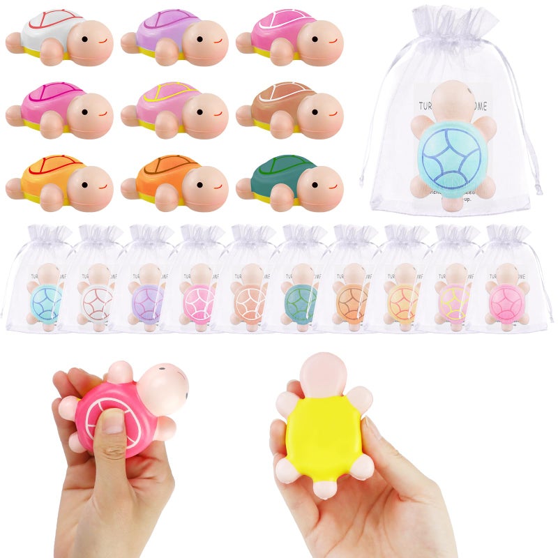 Ioffersuper 30 Sets Turtle Squeeze Toy Sensory Turtle Stress Ball Including Cute Mini Turtles Motivational Cards Organza Bags Positive Appreciation Gifts for Teacher Funny Graduation End of Year Gifts for Student - Image 3