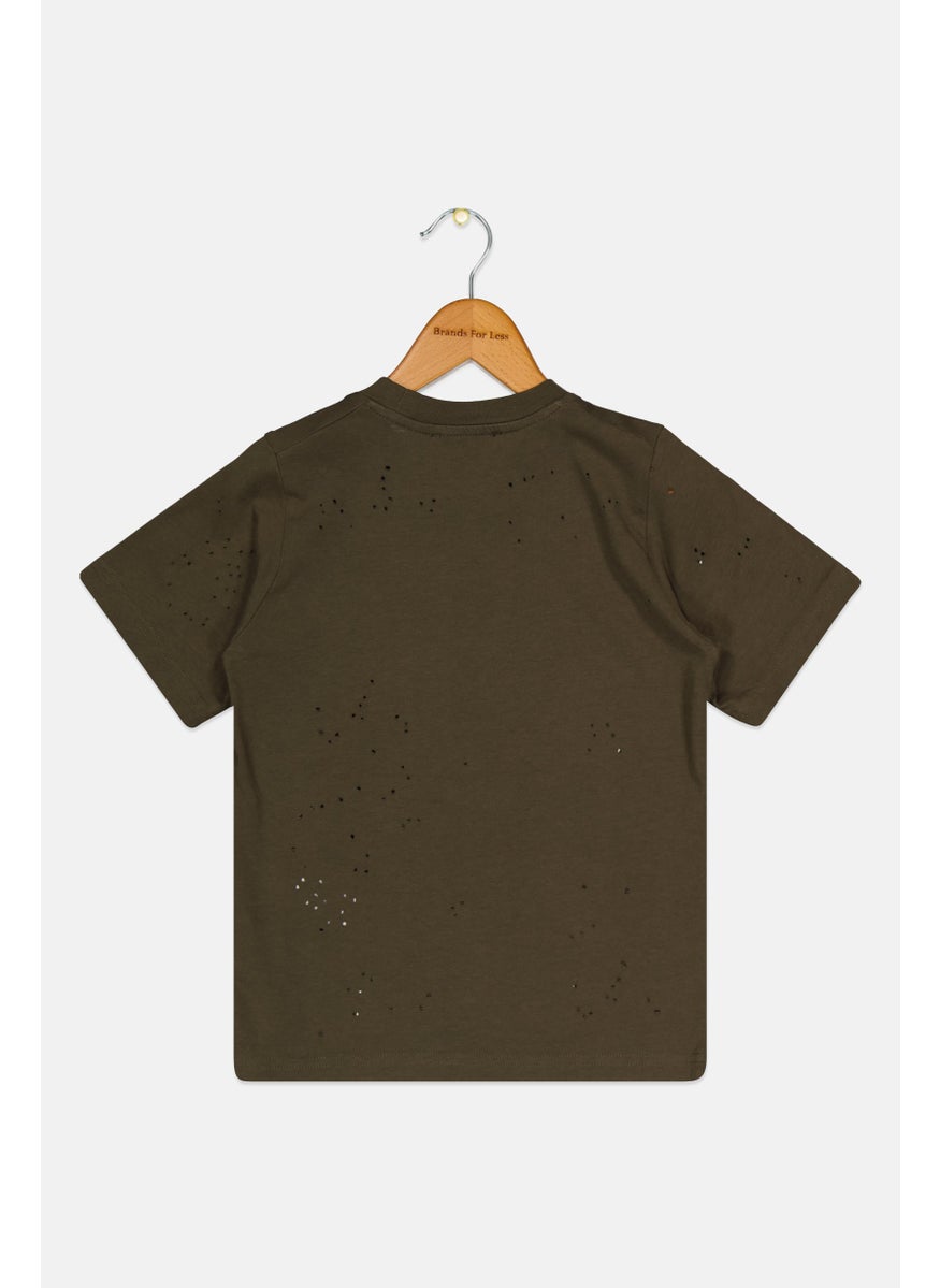 DSQUARED2 Toddlers Boy Short Sleeves Brand Logo T-Shirt, Dark Olive  - Image 2