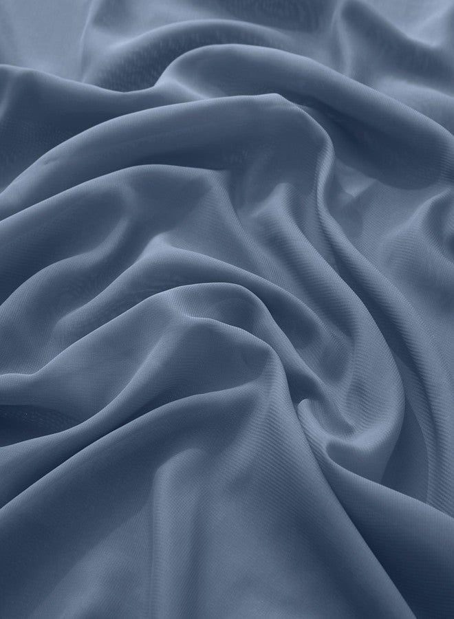 VACVELT Dusty Blue Chiffon Fabric by The Yard, 60 Inch Wide Chiffon Sheer Fabric Bolt Wedding Draping Fabric, Soft Chiffon Fabric for Wedding Arch Draping Backdrop, Party Decor (Pre-Cut, 5 Yards) - Image 1
