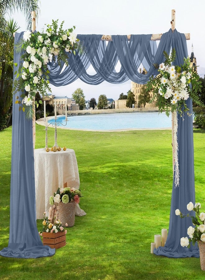VACVELT Dusty Blue Chiffon Fabric by The Yard, 60 Inch Wide Chiffon Sheer Fabric Bolt Wedding Draping Fabric, Soft Chiffon Fabric for Wedding Arch Draping Backdrop, Party Decor (Pre-Cut, 5 Yards) - Image 4