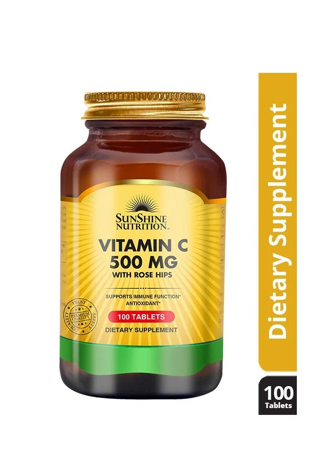 SUNSHINE NUTRITION Vitamin C 500Mg With Rosehips 100 Tab- 08460  - Image 1
