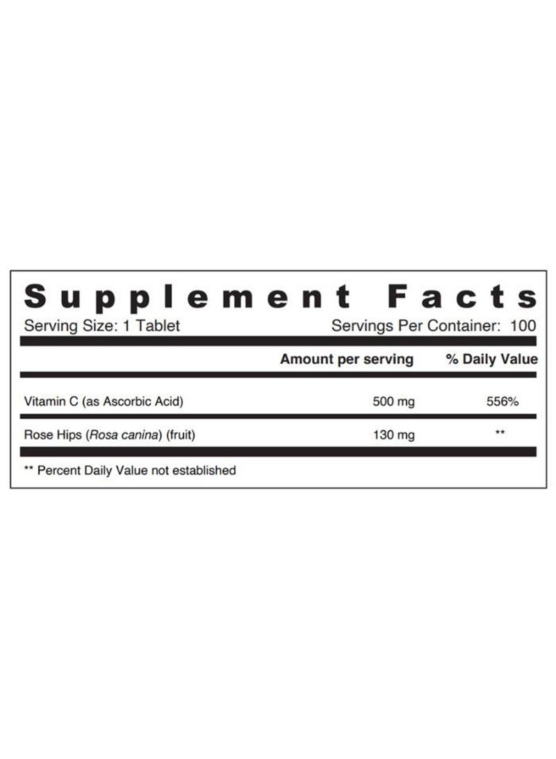 SUNSHINE NUTRITION Vitamin C 500Mg With Rosehips 100 Tab- 08460  - Image 2