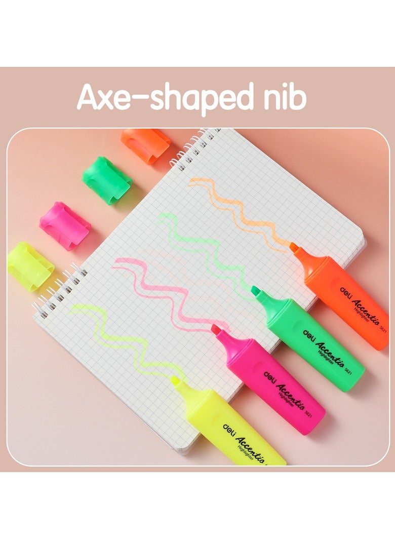 Deli ES622 Highlighter - Assorted Colors 4pcs - ideal for note-taking and document marking - Image 2