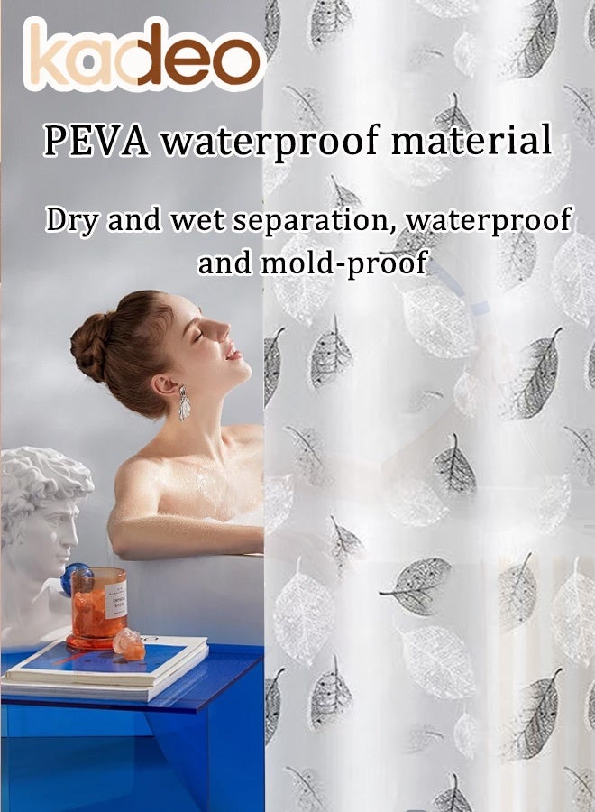 kadeo EVA Shower Curtain, Liner Glitter Feather Pattern, Premium Clear Bathroom Shower Curtain, with Rustproof Metal Grommets and Hanging Ring, for Shower Stall, Bathtubs Thickened Bathroom Curtain 180*180CM - Image 2