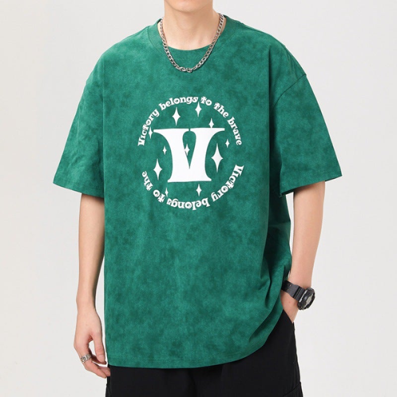 Cityboy Fashion Brand American 230G High Density Knitted Loose Printing Fashion Joker Men'S T Short Sleeve - Image 1