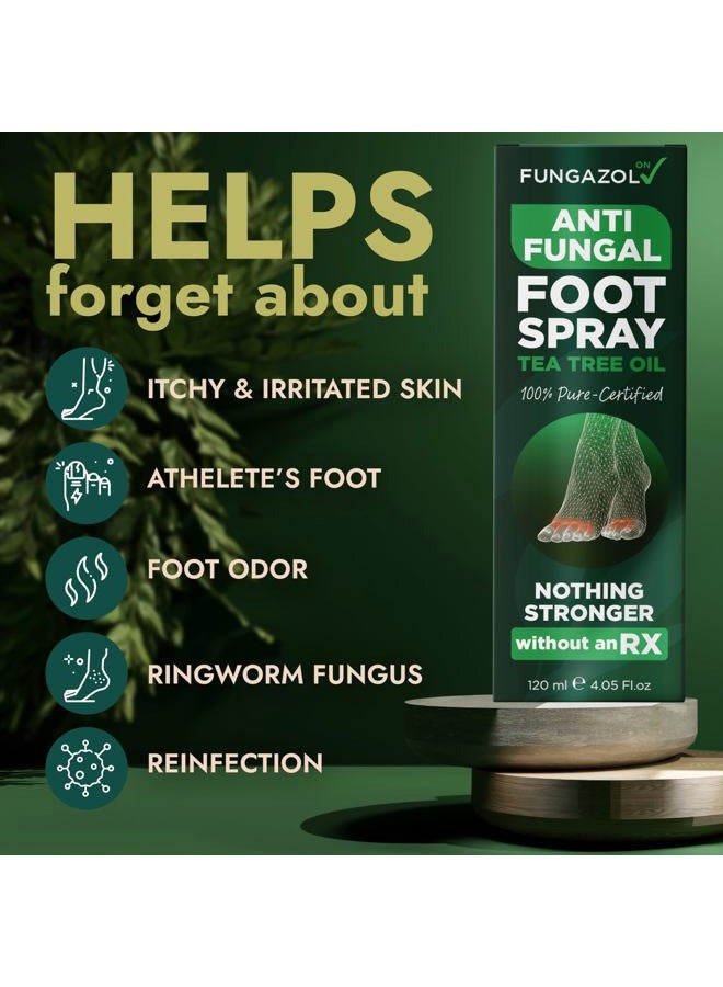 Terramed Just Think Comfort Foot Spray with Tea Tree Oil | Antifungal Treatment for Jock Itch, Nail Fungus & Ringworm | Fast Absorbing & Deep Penetrating Relief | Soothes Itching & Burning | 120ml - Image 2