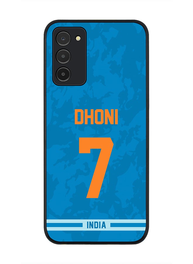 Stylizedd - Rugged Black Edge Case for Samsung Galaxy A03s (LTE / 4G) , Slim fit Soft Case Flexible thin Cover - Player Name - MS Dhoni, Jersey Number- 7 - Image 1