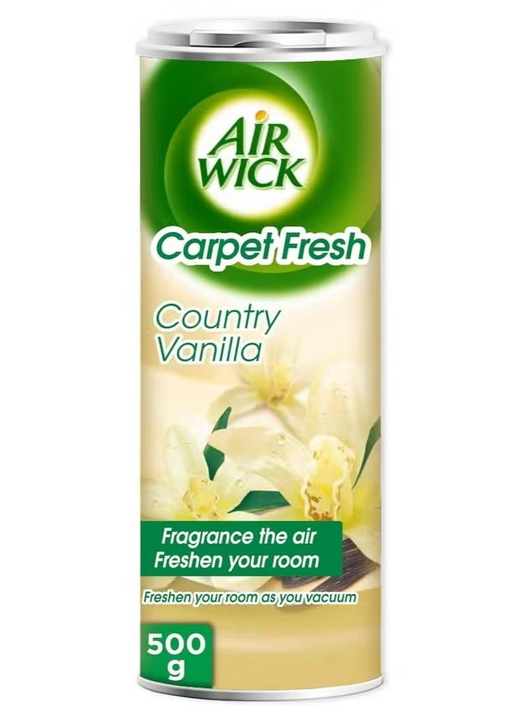 Air Wick Carpet Fresh, Neutralises Odour, Fragrances the Air, Freshens as you Vacuum, Easy to Use Carpet Powder Deodoriser, Country Vanilla Fragrance, 500g - Image 1