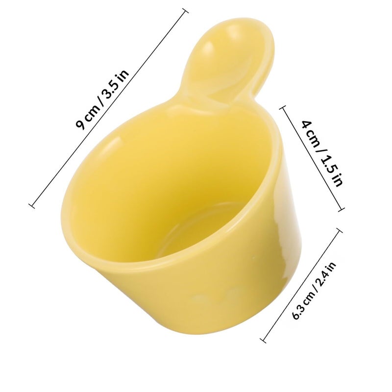 Ceramic Dessert Bowls with Handles 2pcs Microwave and Dishwasher Safe Yellow White - Image 3