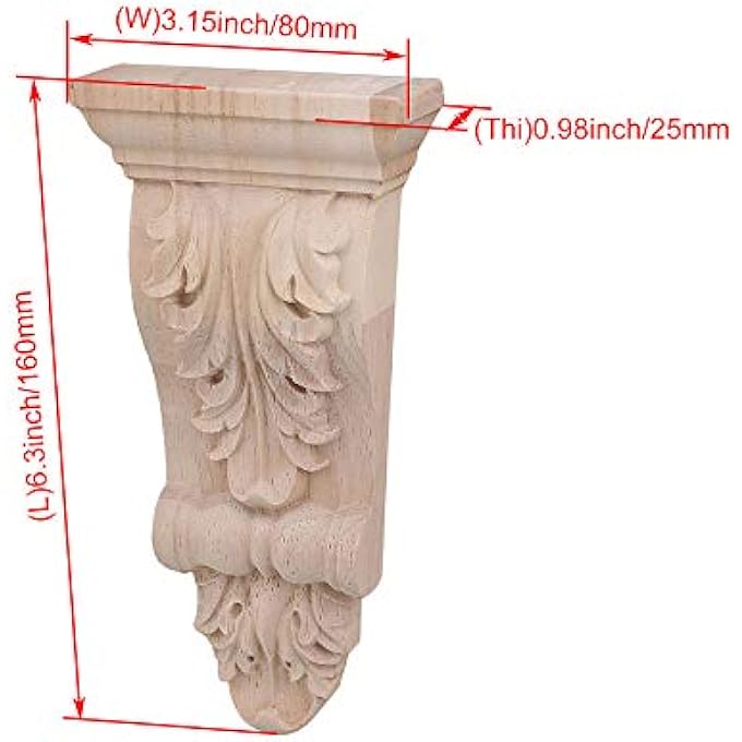 16X8X2.8CM UNPAINTED EUROPEAN STYLE WOOD CARVED ONLAY APPLIQU FRAME FOR RESTAURANT DECOR DOOR CORNER CABINET HOME FURNITURE SET OF 4 - Image 3