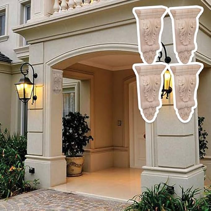 16X8X2.8CM UNPAINTED EUROPEAN STYLE WOOD CARVED ONLAY APPLIQU FRAME FOR RESTAURANT DECOR DOOR CORNER CABINET HOME FURNITURE SET OF 4 - Image 2