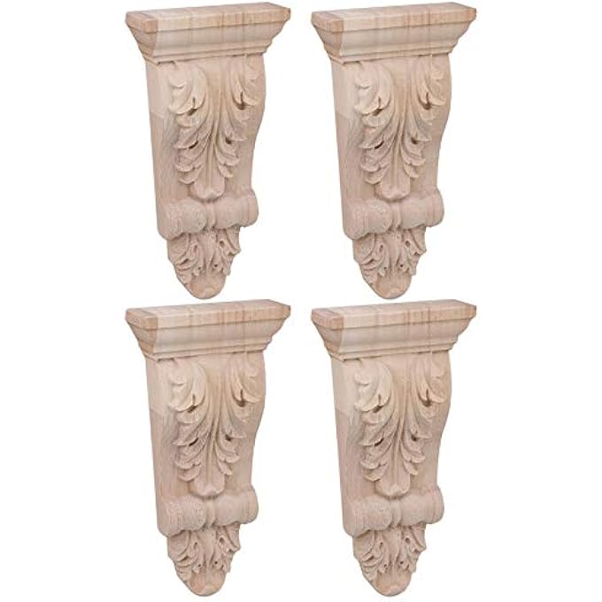 16X8X2.8CM UNPAINTED EUROPEAN STYLE WOOD CARVED ONLAY APPLIQU FRAME FOR RESTAURANT DECOR DOOR CORNER CABINET HOME FURNITURE SET OF 4 - Image 1
