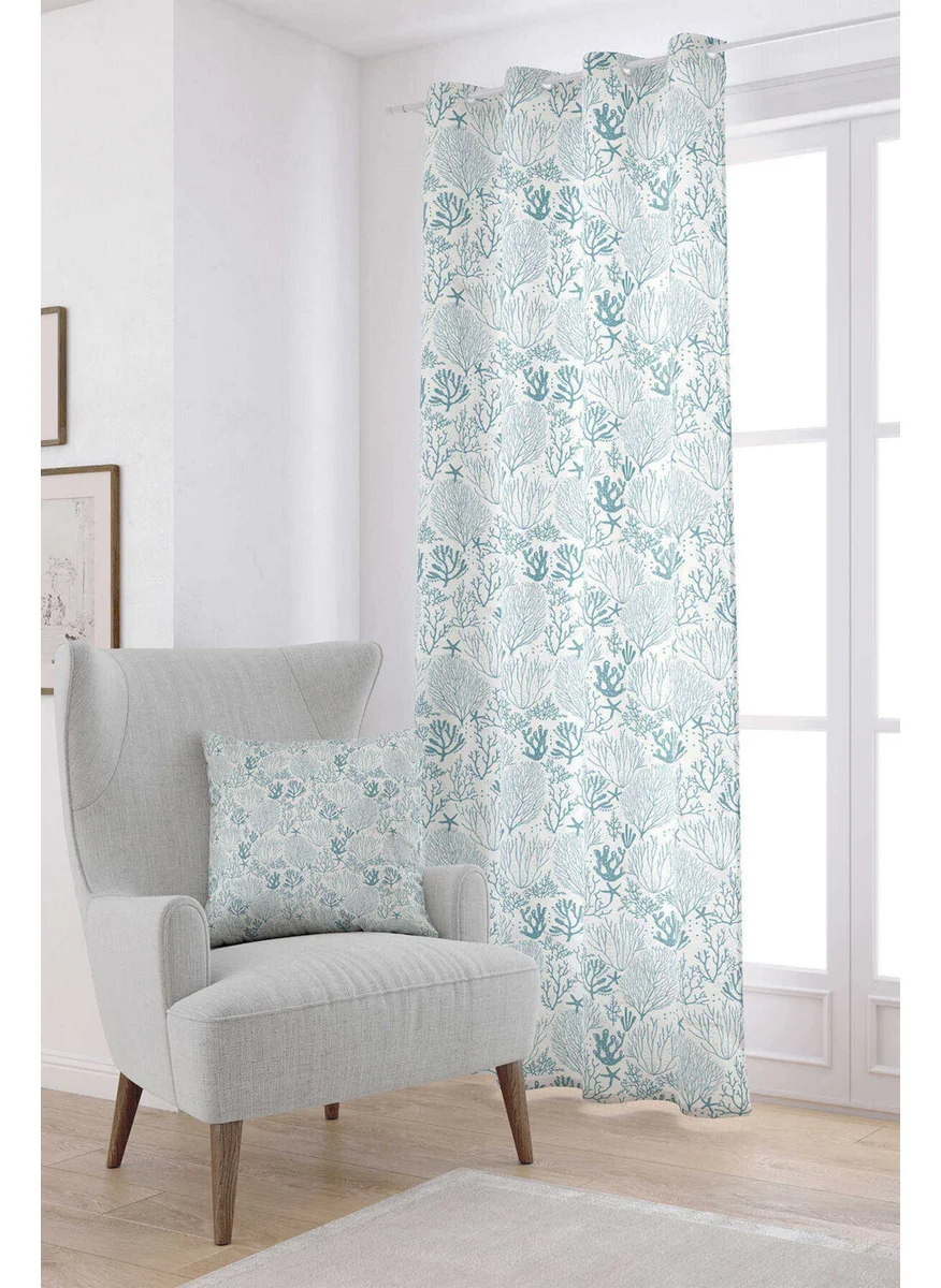 Cango Home Blue and White Marine Themed Patterned Digital Printed Curtain CGH584-PR