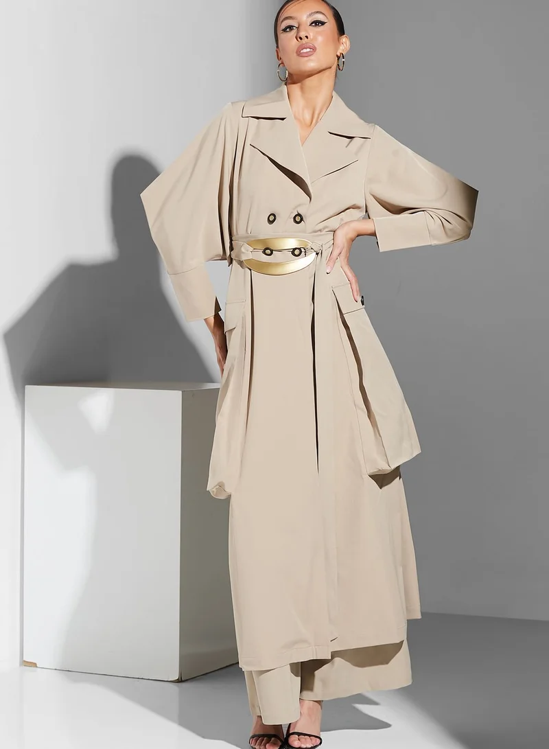 Namshi x Renee 11:11 Geometric Sleeve Trench Coat